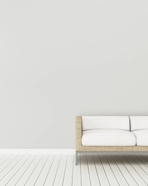 kanepe ile oturma odası . Evde çalışma alanı. vintage iç tasarım. -3d render