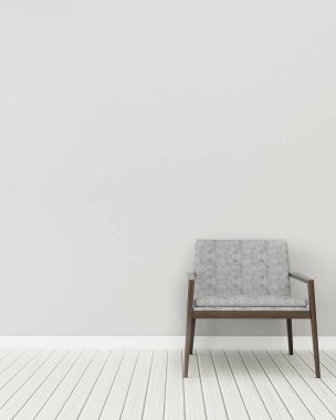 Evde konfor alanı. Sandalyeli beyaz oda.İskandinav iç tasarımı. -3d render