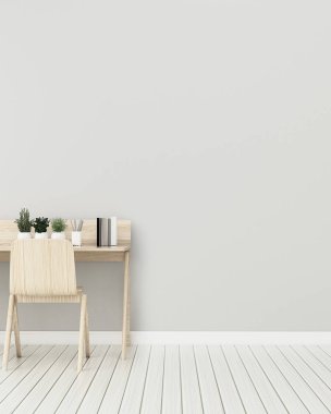 Evde çalışma alanı. Çalışma odasının içi. Çalışma masası olan boş oda. -3d render