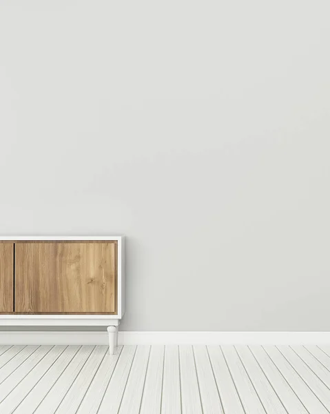 Storage space in apartment.empty room with wooden cabinet.scandinavian interior design. -3d rendering