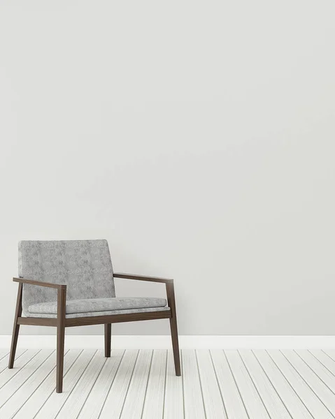 White room with armchair.Comfort space in house.scandinavian interior design. -3d rendering