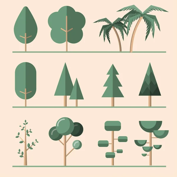 Samling Träd Illustrationer Träd Natur Växt Isolerad Eco Lövverk Kananvändas — Stock vektor