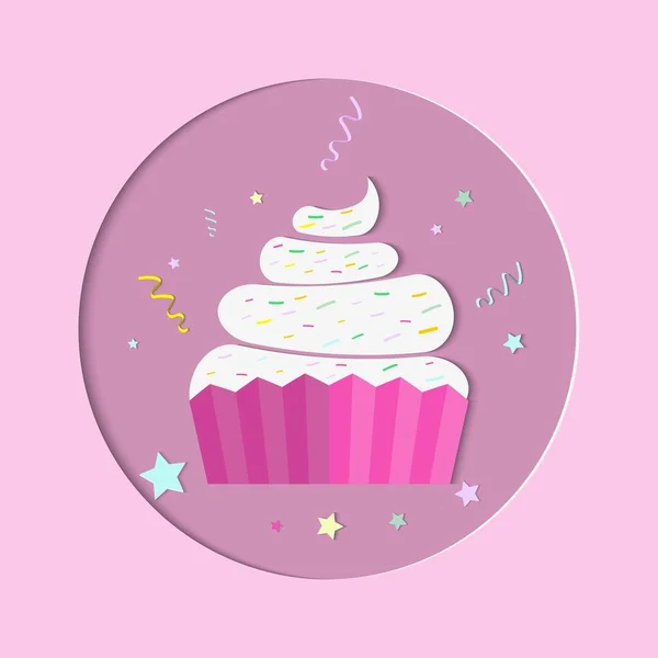 Illustration Vector Lover Cupcake Valentine Day Cupcake Decorated Colorful Circle — Stock Vector