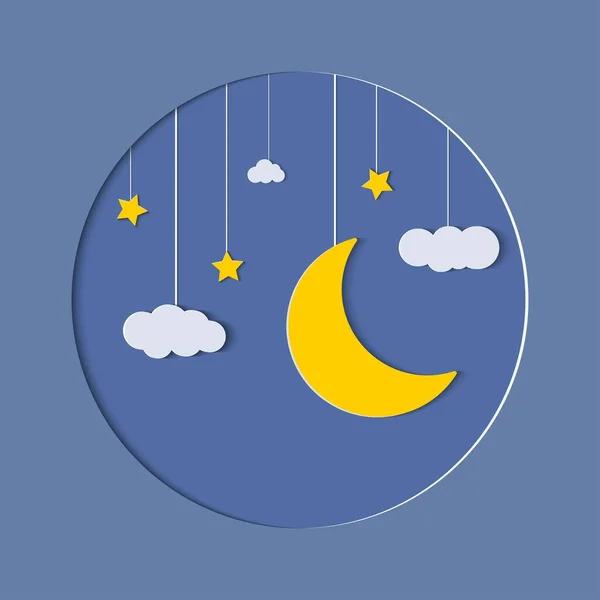Vector Night Sky Background Stars Moon Space Your Text Vector — Stock Vector