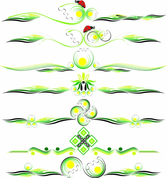 Barva Dekorativní Květinové Ornamenty — Stockový vektor