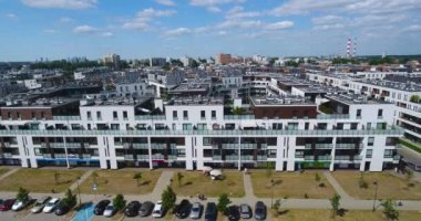 Havadan görünümü daire kompleksi. Blok kaplı