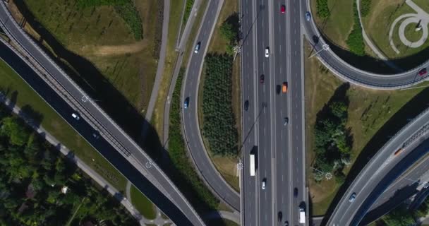 Aerial Overhead Shot of Massive Highway Intersection — Vídeos de Stock