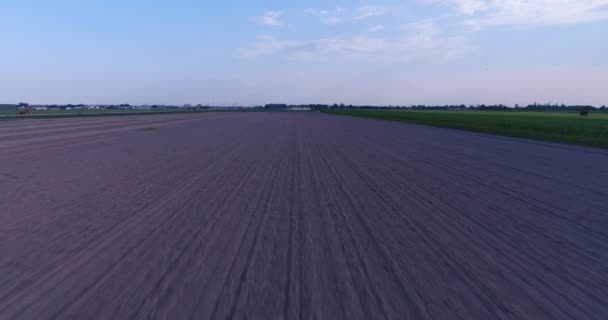 耕した畑。航空写真ビュー — ストック動画