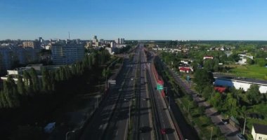 Panoramik hava trafik otoyol kavşağı üzerinde
