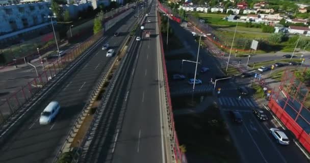 高速道路のショットを明らかに。航空写真ビュー — ストック動画