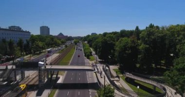 Varşova, Polonya: Panorama City fotoğraf makinesi çok uzak genişletilmiş yol