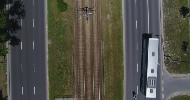 Warschau Polen Overhead Luchtfoto Van Auto Weg — Stockvideo