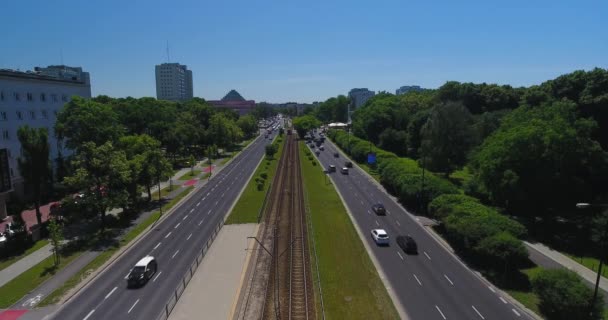 Warszawa Polen 2018 Panorama Över Gatan Warszawa — Stockvideo