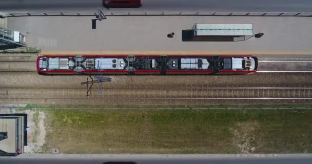 Warschau Polen Blick Über Den Kopf Straßenbahn Fährt Von Einem — Stockvideo