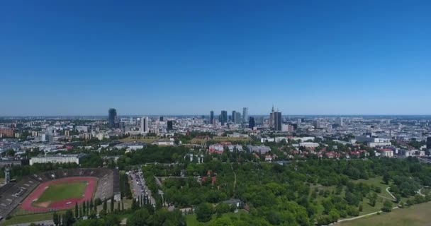 Varšava Polsko Letecké Panorama Města Varšavy Poledne — Stock video
