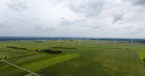Warsaw Poland Wind Turbines Producing Renewable Energy — Stock Video