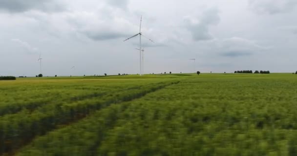 风车的看法 飞近地面 — 图库视频影像