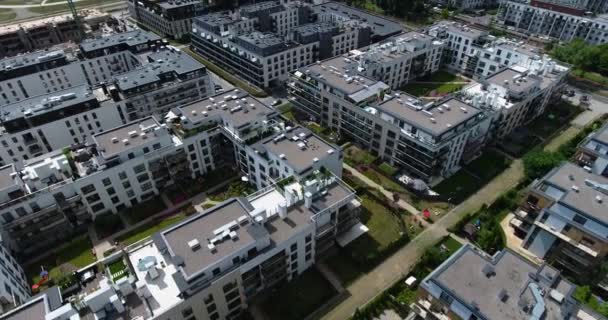 Warsaw Poland Aerial View Grid Apartment Complex — Stock Video