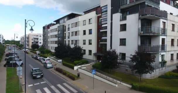 Varsovie Pologne Pan Droite Complexe Appartements Vue Aérienne — Video