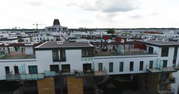 Warsaw Poland Aerial View Rooftops Apartment Houses Residential Area — Stock Video