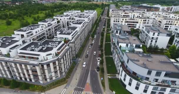 Warsaw Poland Aerial View Residential Suburban Area — Stock Video