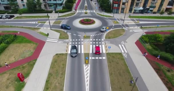 Warschau Polen Kreisverkehr Wohngebiet Luftbild — Stockvideo