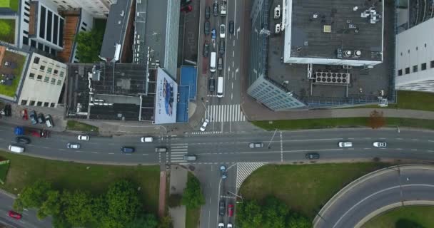Översiktsbild Trafik Korsningen Antenn Skott Warszawa Polen — Stockvideo