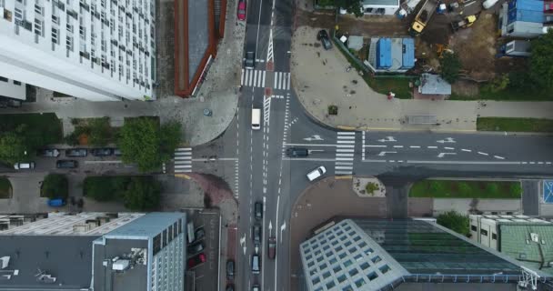 Ansicht Der Verkehrsknotenpunkte Der Stadt Luftaufnahme Warschau Polen — Stockvideo