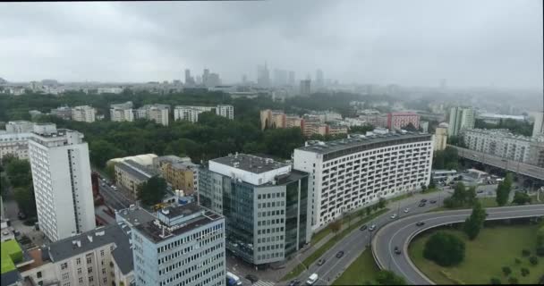 Flygfoto Över Bostadshus Stad Warszawa Polen — Stockvideo