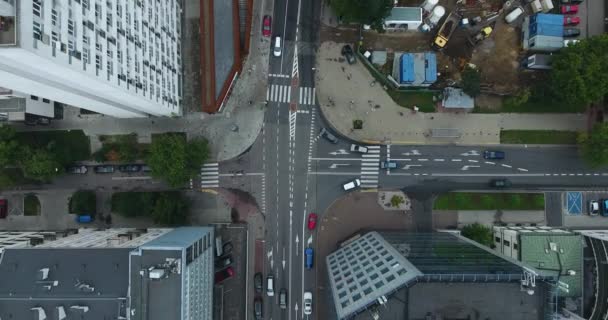 Vista Aerea Dell Incrocio Stradale Città Vista Aerea Varsavia Polonia — Video Stock