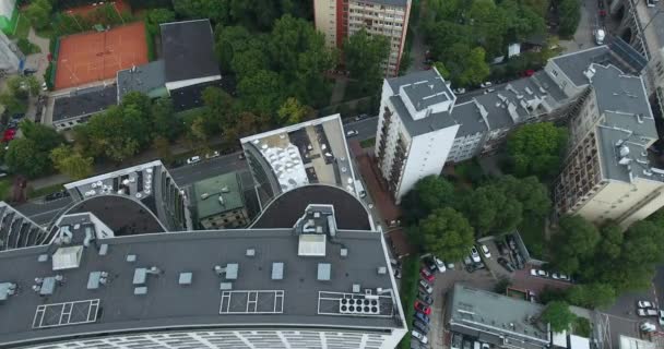 Stabilní Letecký Pohled Střechy Režijní Shot Varšava Polsko — Stock video