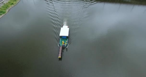 Voler Autour Bateau Voile Dans Rivière Varsovie Pologne — Video