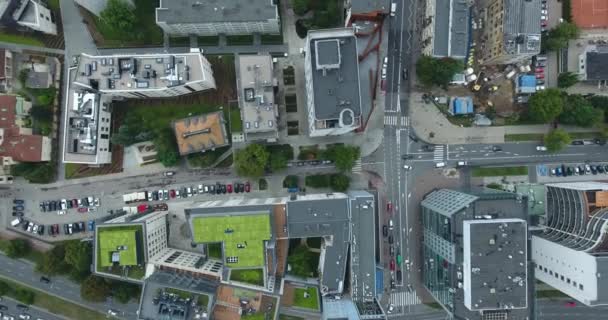 Verticale Luchtfoto Van Gebouwen Stad Warschau Polen — Stockvideo