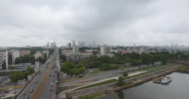 Panorama Ville Varsovie Jour Pluie Varsovie Pologne — Video