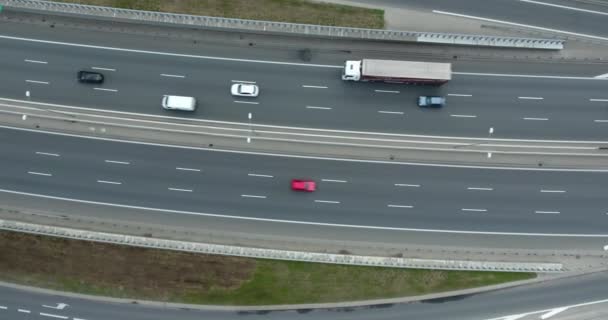 Overhead Drone View Of Highway Traffic Rush — Stock Video