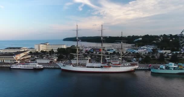 Dock Gdynia Polonya Gemi Park Havadan Görünümü Gdynia Polonya 2018 — Stok video