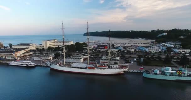 Żaglowiec Zaparkowany Harbor Gdynia Polska 2018 — Wideo stockowe