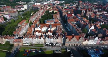 Old Town. Hava Panorama. Çatıları. Sunrise: Gdansk, Polonya