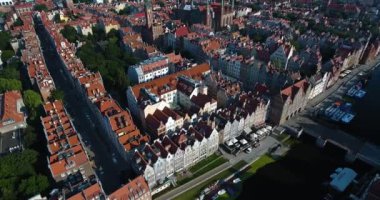 Gdansk, Polonya eski şehrin havadan görünümü