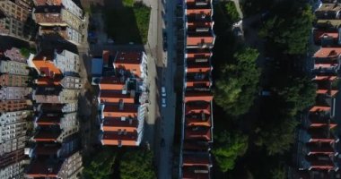 Gdansk, Old Town sokaklarda hava dikey görünüm