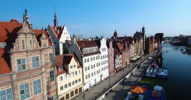 Gdansk Old Town Havadan Görünümü Çatıları Gdansk Polonya 2018 — Stok video