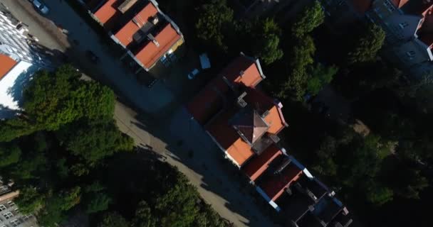 Overhead Rooftops Cidade Velha Jardas Ruas Cima Gdansk Polônia — Vídeo de Stock