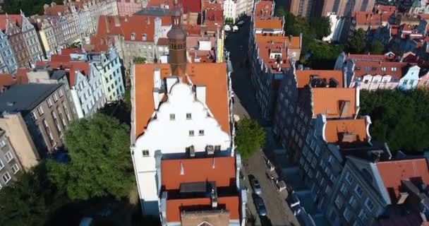 Aerial View Street Old Town Gdansk Poland — Stock Video