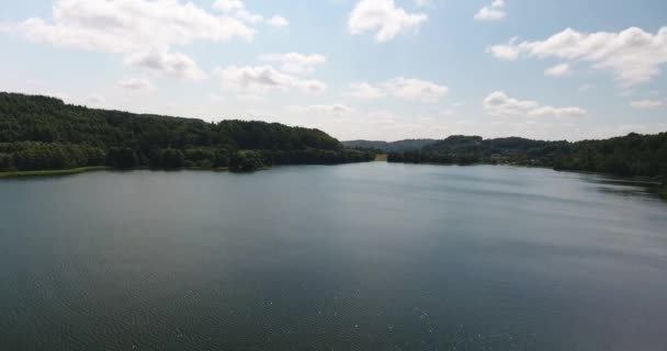 Lago bonito com floresta circundante — Vídeo de Stock