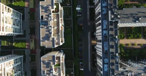 Vertikale Ansicht Dächer Wohnblocks Warschau Polen — Stockvideo