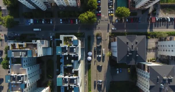 Dachy Miejsce Parkingowe Apartament Góry Dół Drone Strzał Warszawa Polska — Wideo stockowe