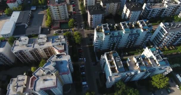 Cityscape Luftutsikt Bygninger Warszawa Polen – stockvideo