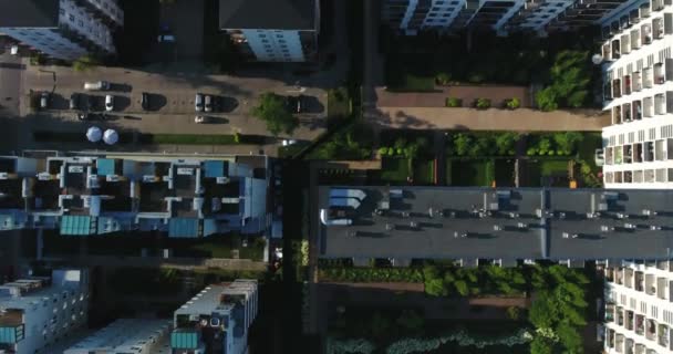 Комплекс Апартаментів Оточення Повітряні Вертикальний Пострілу Варшава Польща — стокове відео