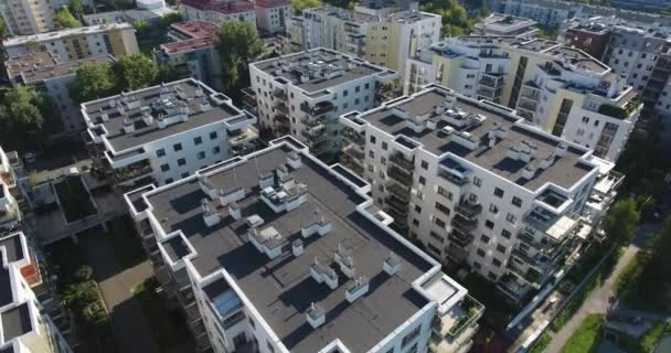 Low Apartment Blocks Aerial View Warsaw Poland — Stock Video