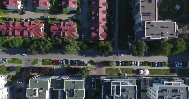 街道之间的建筑网格 架空无人机射击 波兰华沙 — 图库视频影像